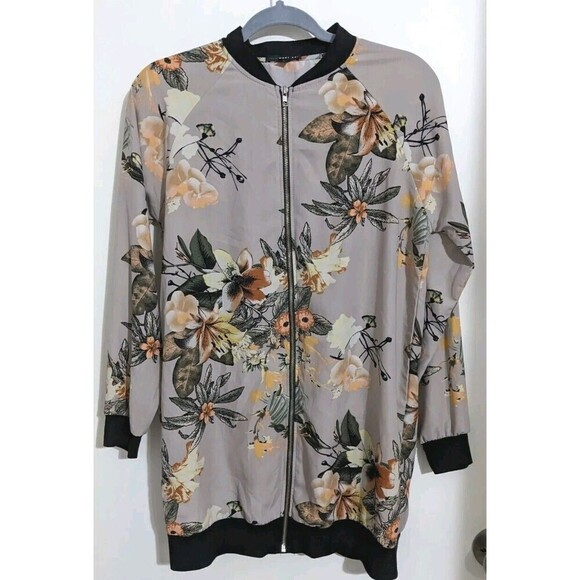 West Kei Gray Floral Jacket Women's Size Small - Picture 1 of 7